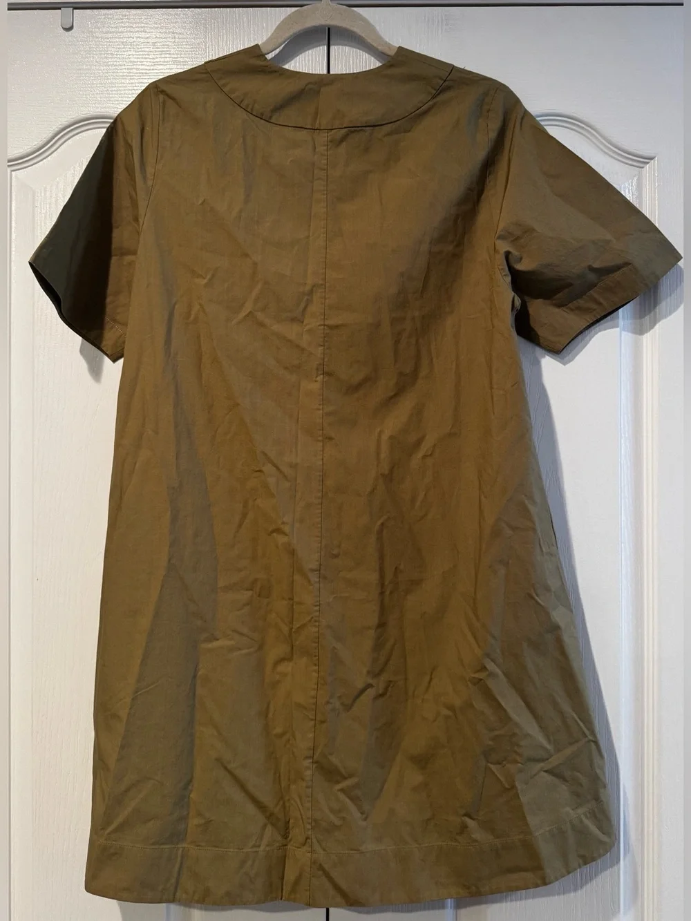 COS Olive Green Cotton V-Neck Short Sleeve Dress - Size 4